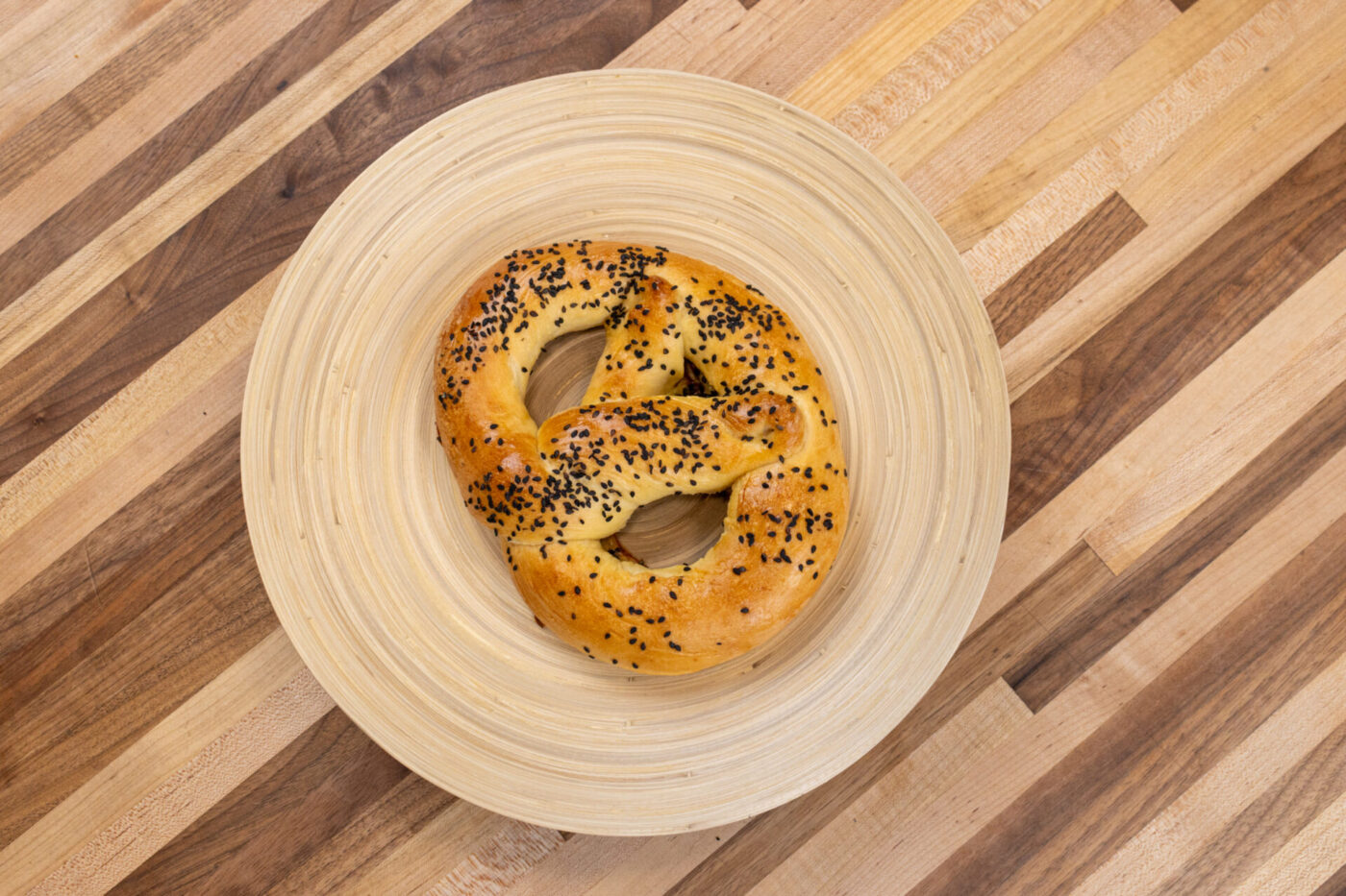 Czech Soft Pretzel Preclik with Black Sesame Seeds