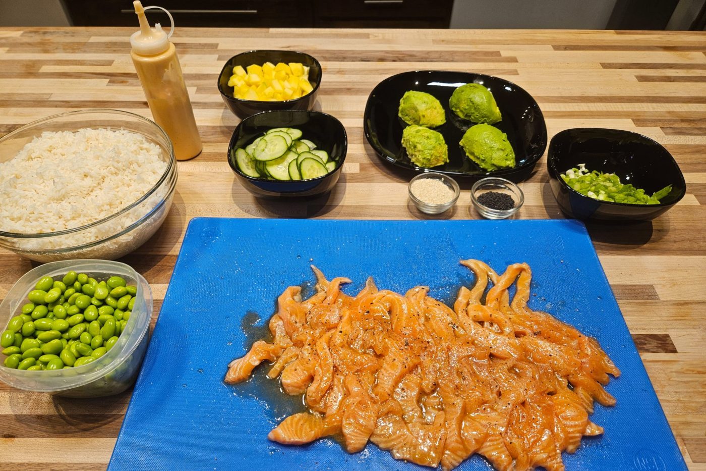 Poke Bowl with Salmon - Fish Preparation