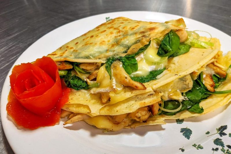 Galettes with Chicken, Spinach, and Brie Cheese