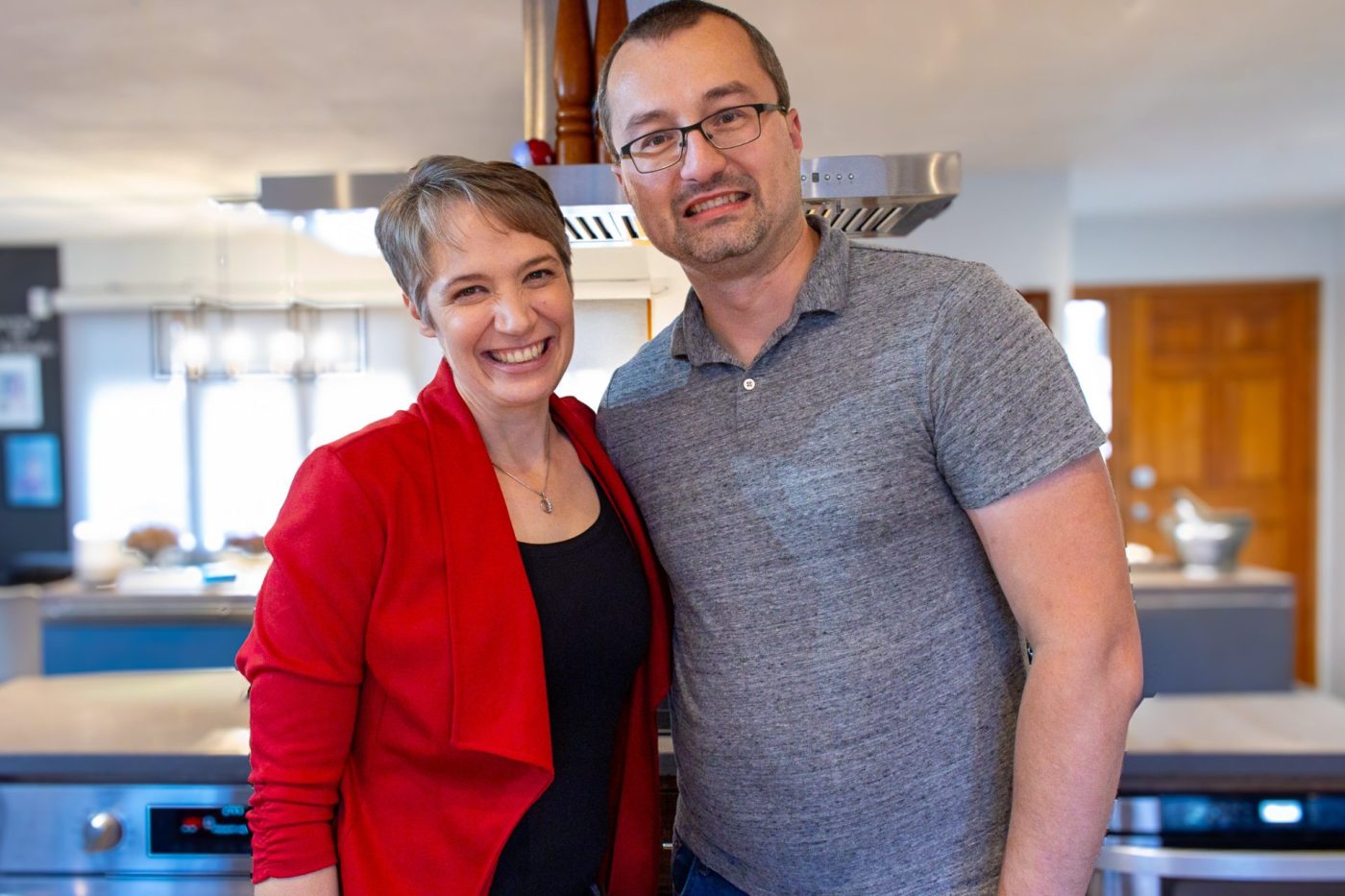 Charity Nebbe and Tom Slepicka aka Tom the Chef while shooting cooking content for PBS. 2022